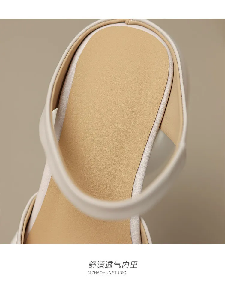 French-style high-heeled open-toe outdoor slippers for women, 2023 platform sandals, waterproof, 4-23o