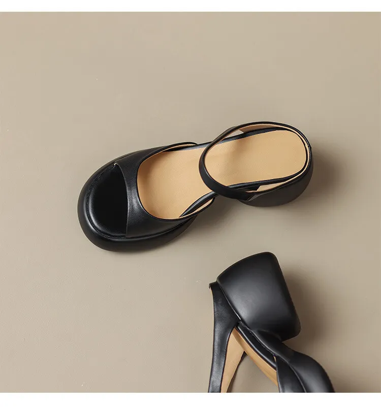 French-style high-heeled open-toe outdoor slippers for women, 2023 platform sandals, waterproof, 4-23o