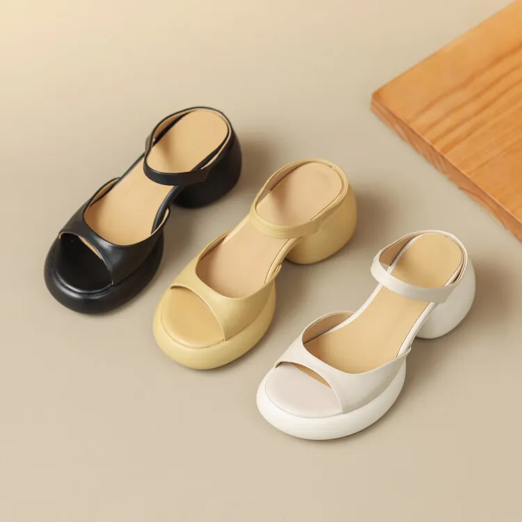 French-style high-heeled open-toe outdoor slippers for women, 2023 platform sandals, waterproof, 4-23o