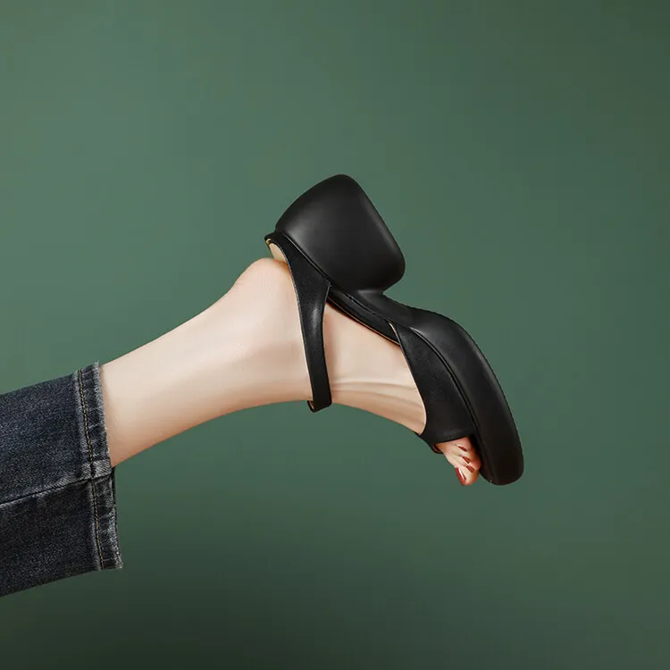 French-style high-heeled open-toe outdoor slippers for women, 2023 platform sandals, waterproof, 4-23o