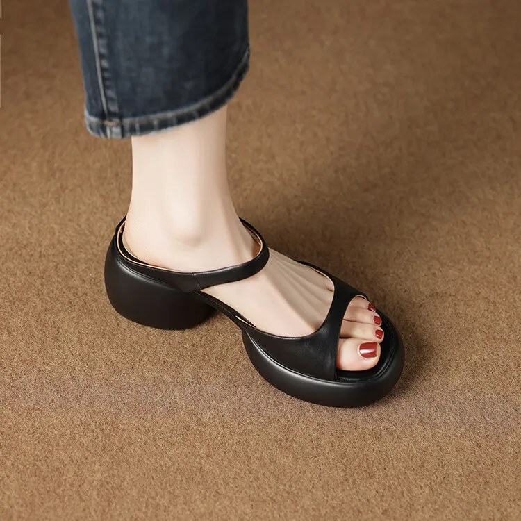 French-style high-heeled open-toe outdoor slippers for women, 2023 platform sandals, waterproof, 4-23o