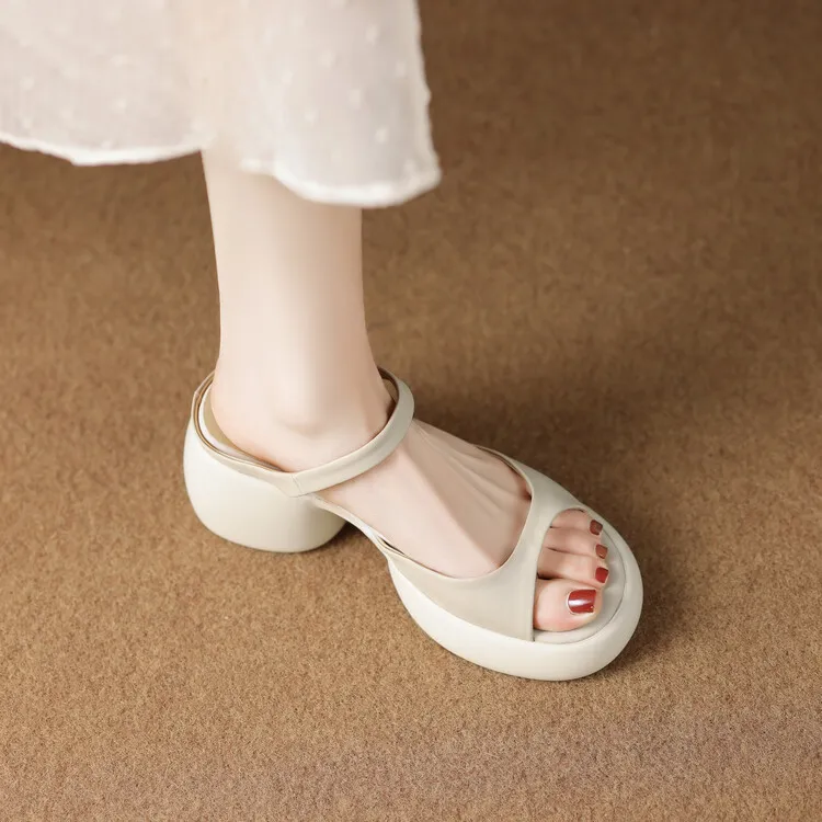French-style high-heeled open-toe outdoor slippers for women, 2023 platform sandals, waterproof, 4-23o