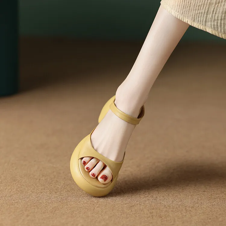 French-style high-heeled open-toe outdoor slippers for women, 2023 platform sandals, waterproof, 4-23o