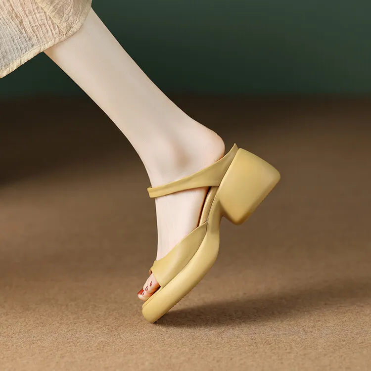 French-style high-heeled open-toe outdoor slippers for women, 2023 platform sandals, waterproof, 4-23o
