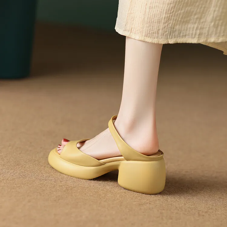 French-style high-heeled open-toe outdoor slippers for women, 2023 platform sandals, waterproof, 4-23o