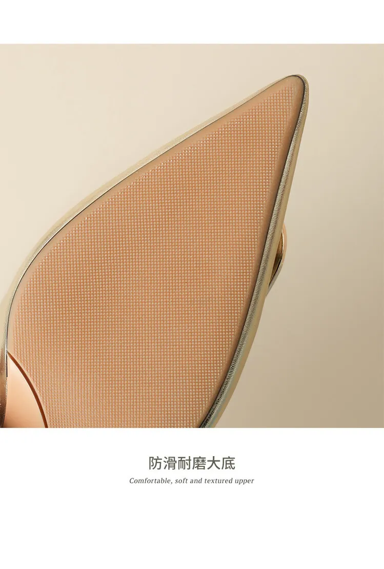 Women's Spring/Summer Slingback Sandals with Stiletto Heels, Fashionable Pointed Toe, Low-Cut, Back Strap, High Heels 4-23e