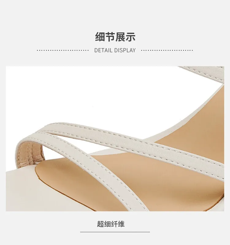 Fashionable Korean style open-toe sandals for women, summer stiletto heels, Roman style square toe high heels, 5-6 seconds.