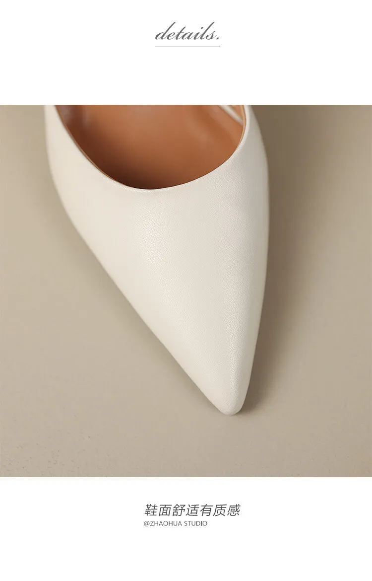 Fairy-style summer closed-toe mules, women's rhinestone pointed-toe stiletto heels, fashion shoes, 5-14c