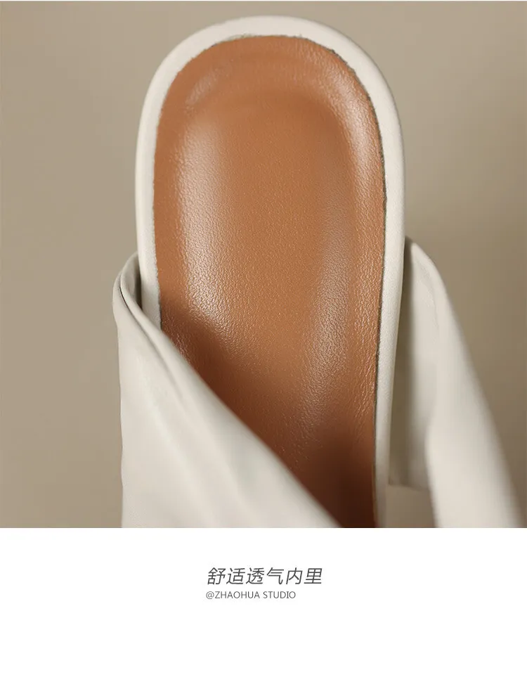 Fairy-style summer closed-toe mules, women's rhinestone pointed-toe stiletto heels, fashion shoes, 5-14c