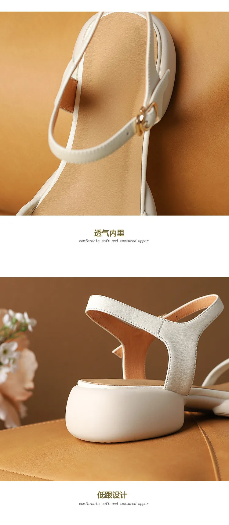 Women's platform open-toe sandals, made of cowhide, summer fashion, one-strap sandals, 5-23a