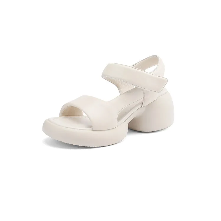 2023 Summer Lambskin Thick-Soled Velcro Casual Sandals, Platform Sole, Open Toe Women's Shoes 5-23b