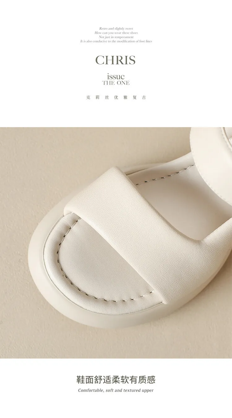 2023 Summer Lambskin Thick-Soled Velcro Casual Sandals, Platform Sole, Open Toe Women's Shoes 5-23b