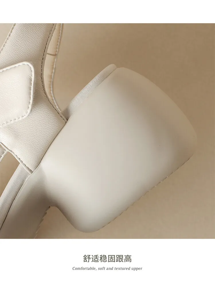 2023 Summer Lambskin Thick-Soled Velcro Casual Sandals, Platform Sole, Open Toe Women's Shoes 5-23b