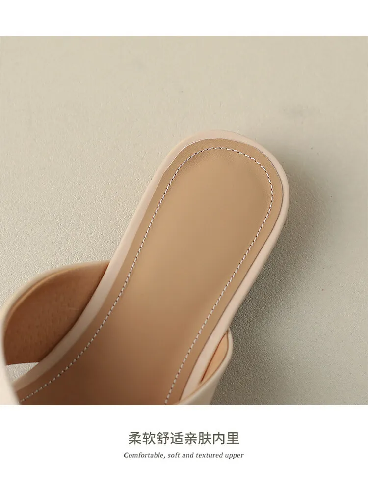 Lambskin openwork closed-toe slippers 2023 comfortable flat sandals for outdoor wear 5-23e