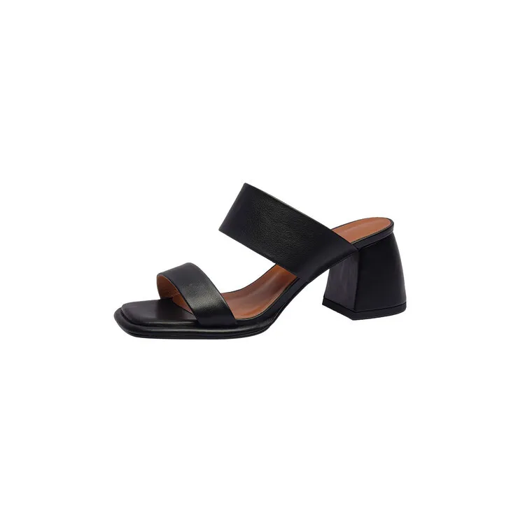 Chunky heel high heel 2023 summer retro chunky heel sandals women's fashion outerwear one-strap sandals open toe sandals 6-1n