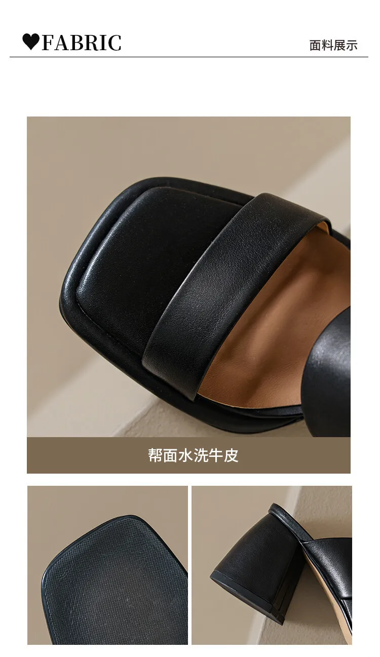 Chunky heel high heel 2023 summer retro chunky heel sandals women's fashion outerwear one-strap sandals open toe sandals 6-1n