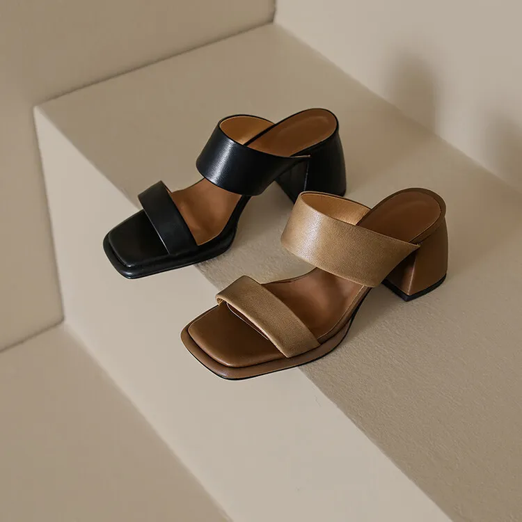 Chunky heel high heel 2023 summer retro chunky heel sandals women's fashion outerwear one-strap sandals open toe sandals 6-1n