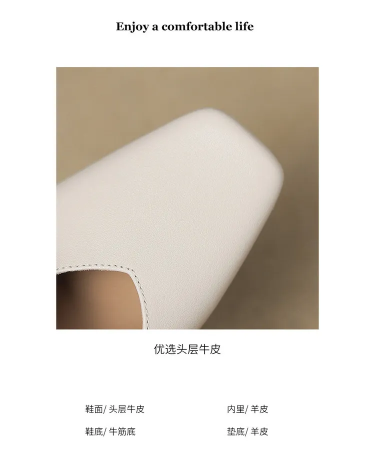 Summer fashionable and sweet style top-grain cowhide + sheepskin lining fashion slippers, low heel 2.5cm, size 34-41