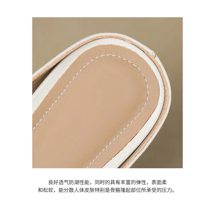 Summer fashionable and sweet style top-grain cowhide + sheepskin lining fashion slippers, low heel 2.5cm, size 34-41