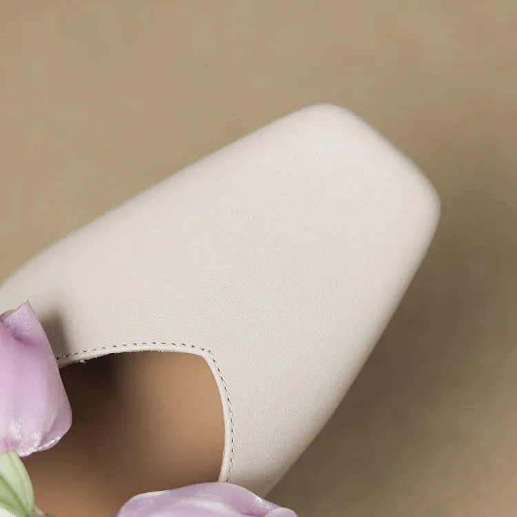 Summer fashionable and sweet style top-grain cowhide + sheepskin lining fashion slippers, low heel 2.5cm, size 34-41
