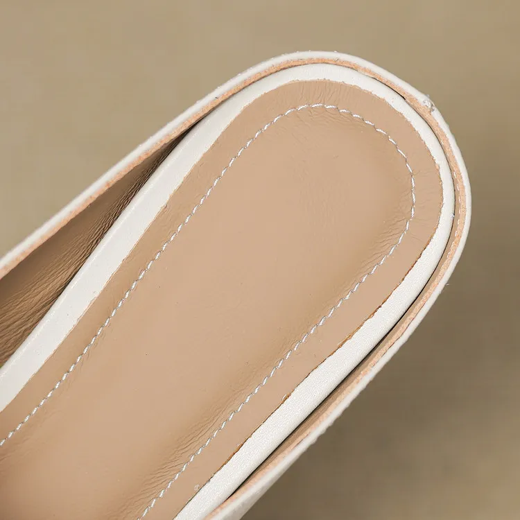 Summer fashionable and sweet style top-grain cowhide + sheepskin lining fashion slippers, low heel 2.5cm, size 34-41