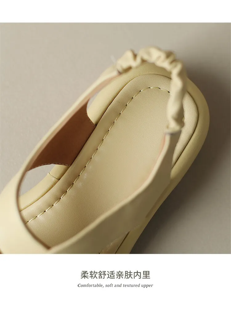 Women's cross-strap platform sandals, cowhide, soft-soled, flat Roman sandals, fashionable summer style, 6-28w