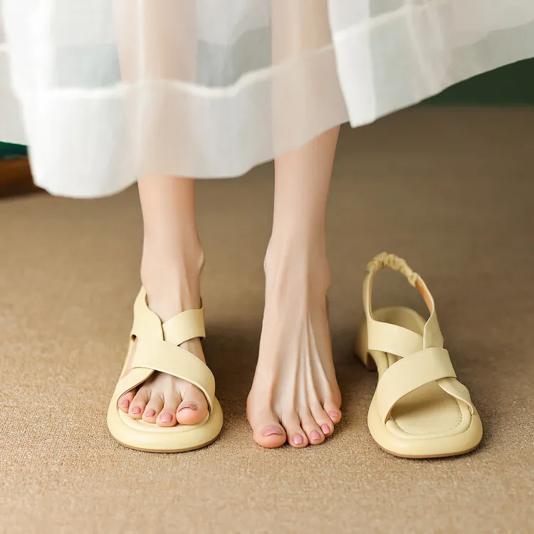 Women's cross-strap platform sandals, cowhide, soft-soled, flat Roman sandals, fashionable summer style, 6-28w