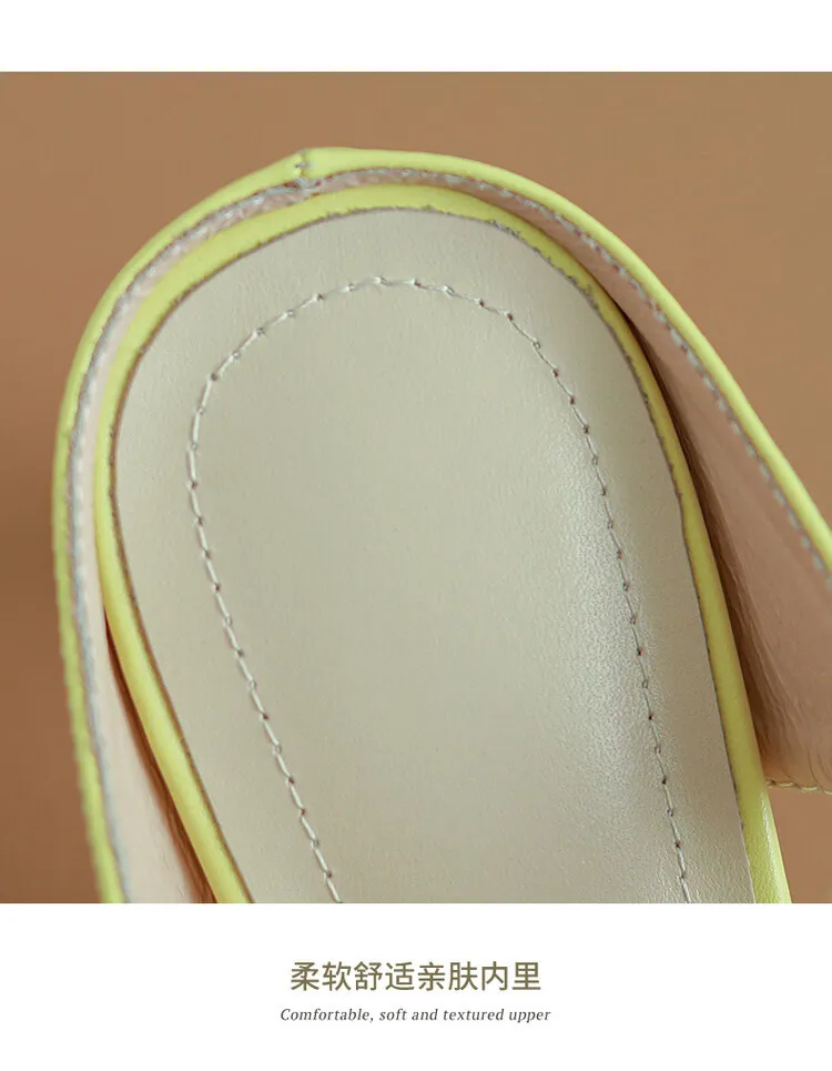 Women's stiletto sandals, Korean style, square toe, fashionable high heels, open toe, slip-on sandals, suitable for outdoor wear, 5-4g