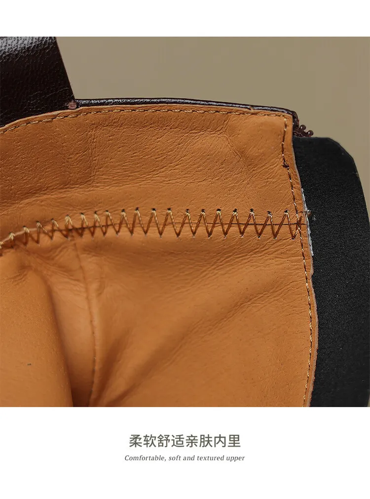 Top-grain sheepskin Martin boots, autumn and winter fashion, side zipper short boots, platform, chunky heel, women's boots, 10-10V