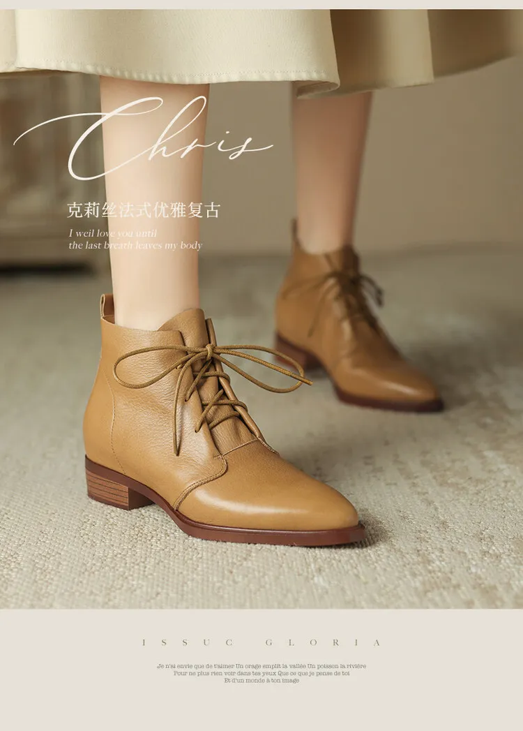 Brown, sophisticated, trendy ankle boots for women, autumn 2023, pointed toe Martin boots, 10-20m.