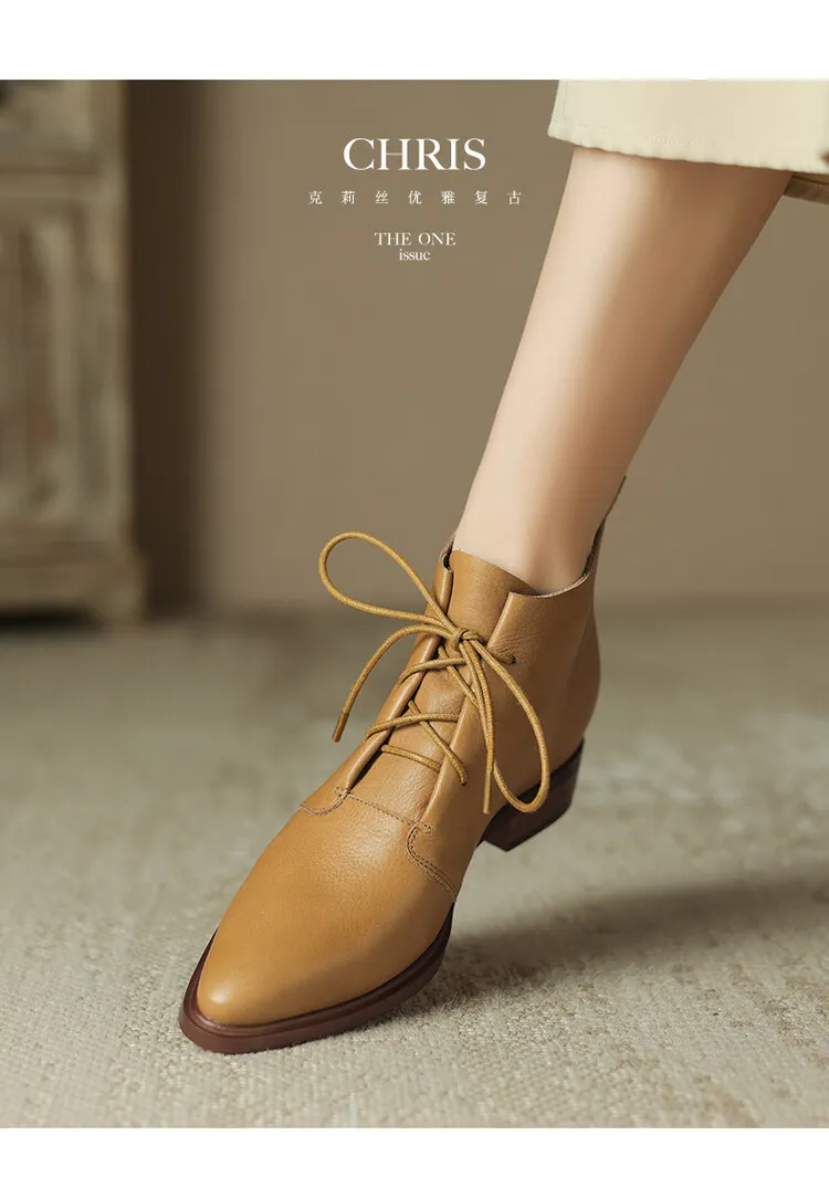 Brown, sophisticated, trendy ankle boots for women, autumn 2023, pointed toe Martin boots, 10-20m.