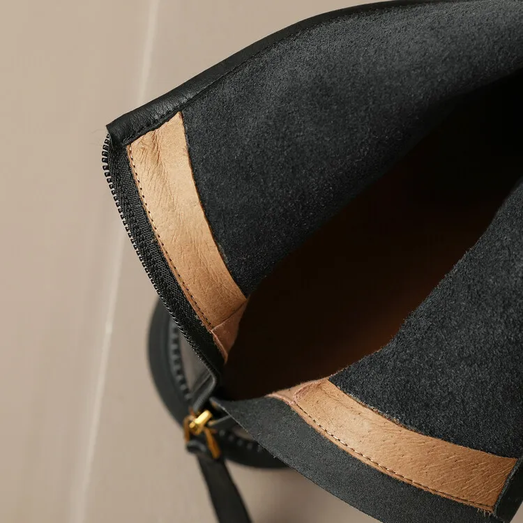 Popular women's low-heeled cowhide Chelsea boots, autumn and winter style, thick-soled Martin boots.