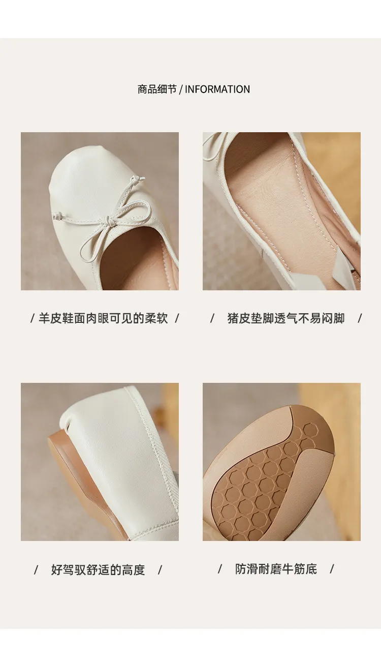 Stylish, soft, elegant ballet flats, perfect for spring and autumn, featuring round toes and bows.