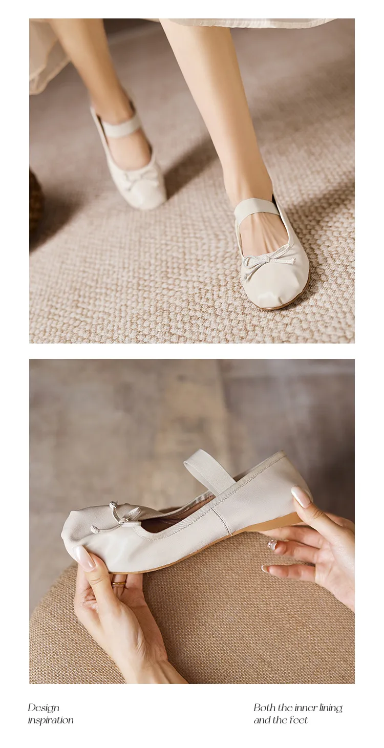 Stylish, soft, elegant ballet flats, perfect for spring and autumn, featuring round toes and bows.