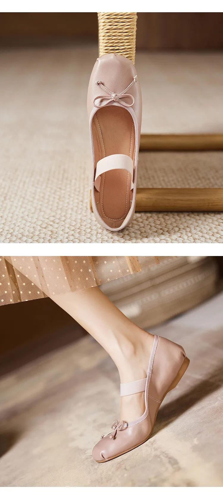 Stylish, soft, elegant ballet flats, perfect for spring and autumn, featuring round toes and bows.