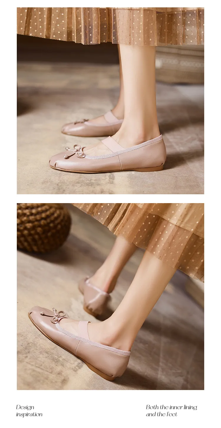 Stylish, soft, elegant ballet flats, perfect for spring and autumn, featuring round toes and bows.