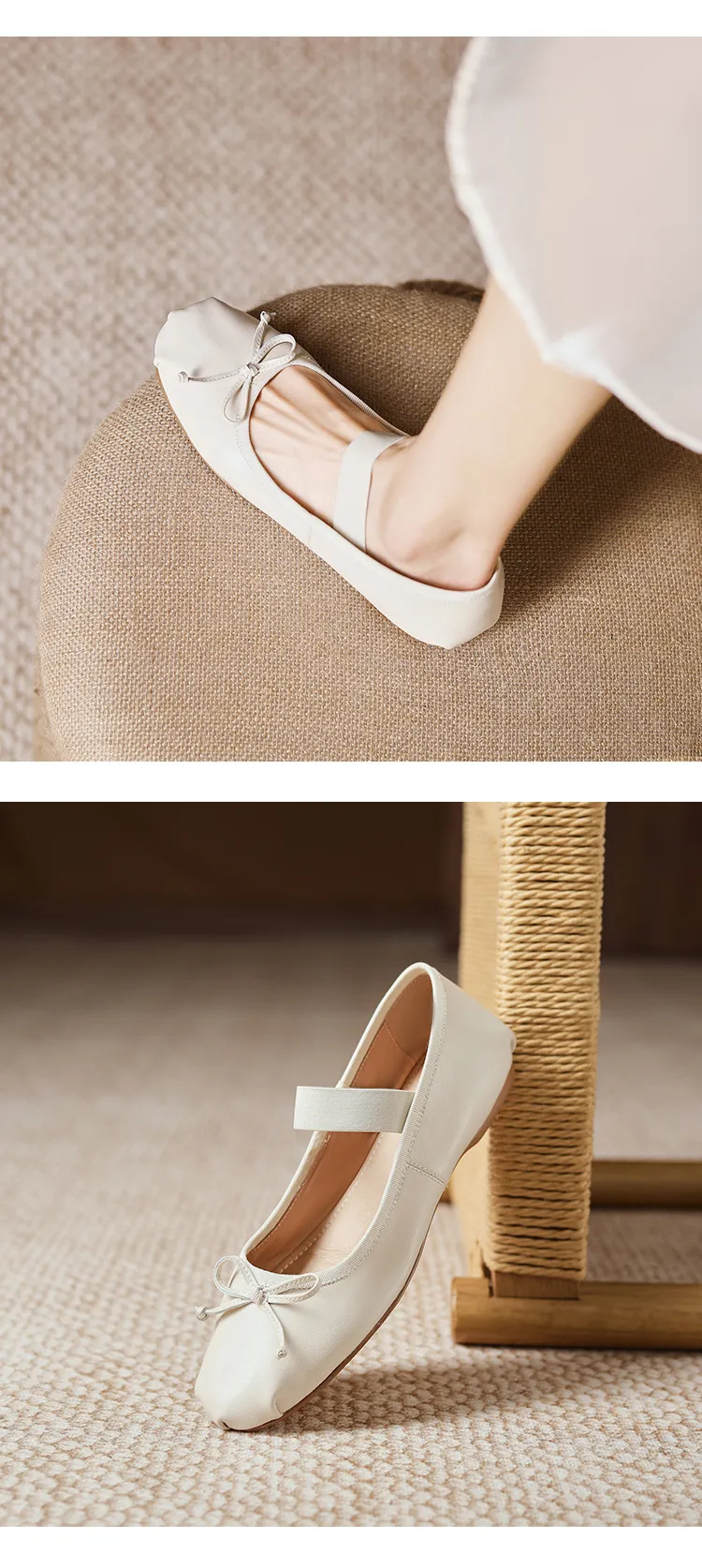 Stylish, soft, elegant ballet flats, perfect for spring and autumn, featuring round toes and bows.