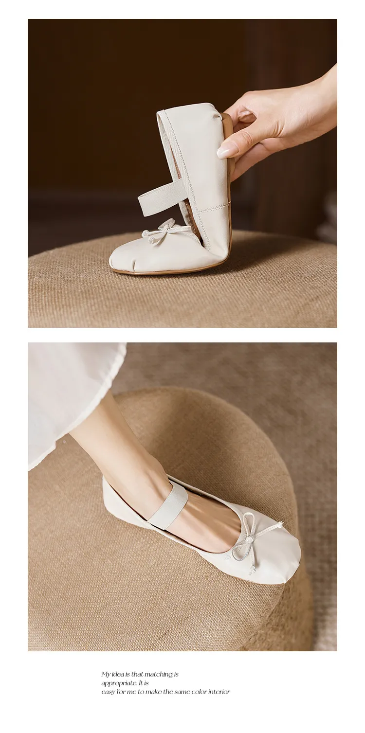 Stylish, soft, elegant ballet flats, perfect for spring and autumn, featuring round toes and bows.