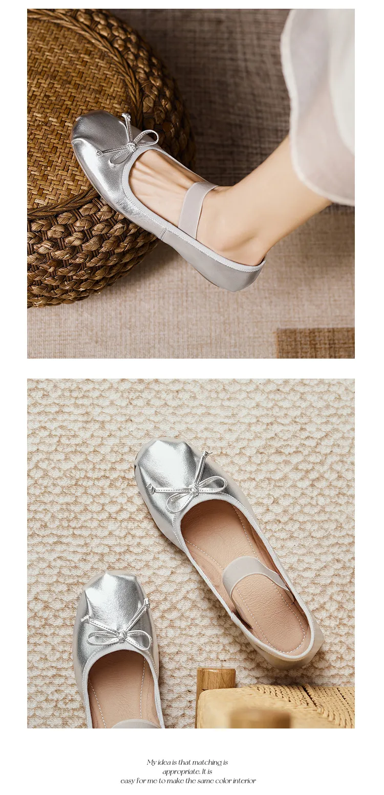 Stylish, soft, elegant ballet flats, perfect for spring and autumn, featuring round toes and bows.
