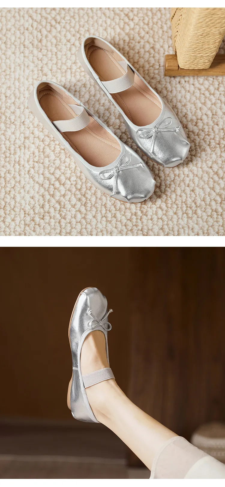 Stylish, soft, elegant ballet flats, perfect for spring and autumn, featuring round toes and bows.