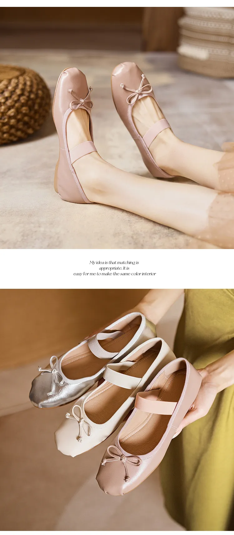 Stylish, soft, elegant ballet flats, perfect for spring and autumn, featuring round toes and bows.