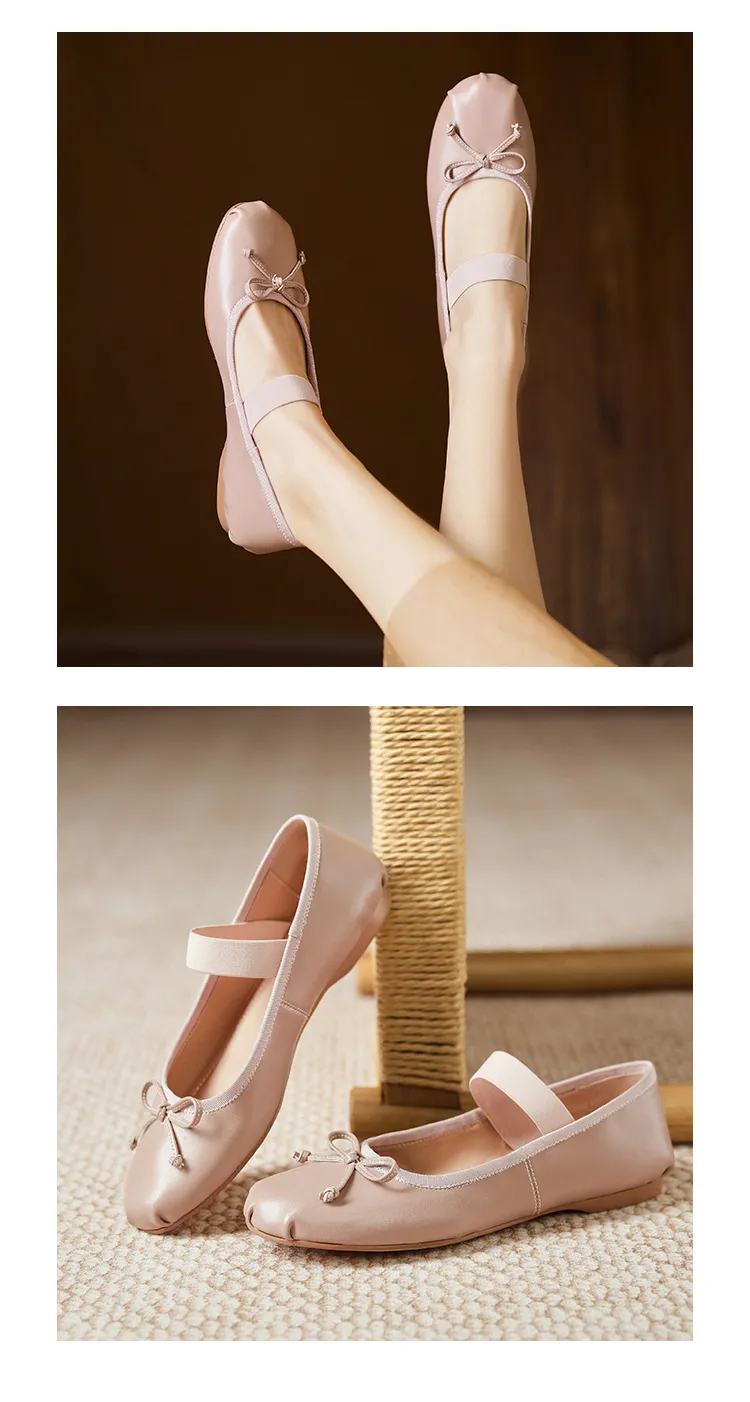 Stylish, soft, elegant ballet flats, perfect for spring and autumn, featuring round toes and bows.