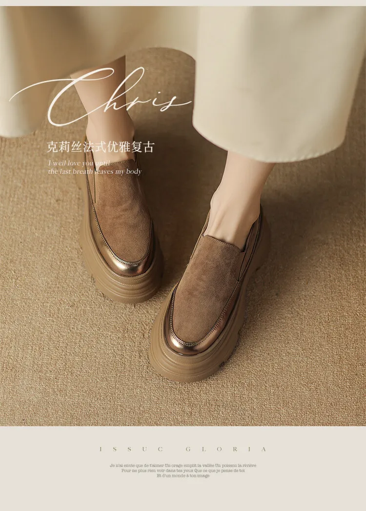 British style platform loafers for women, made of sheepskin, perfect for spring and autumn, 2-26k yuan.