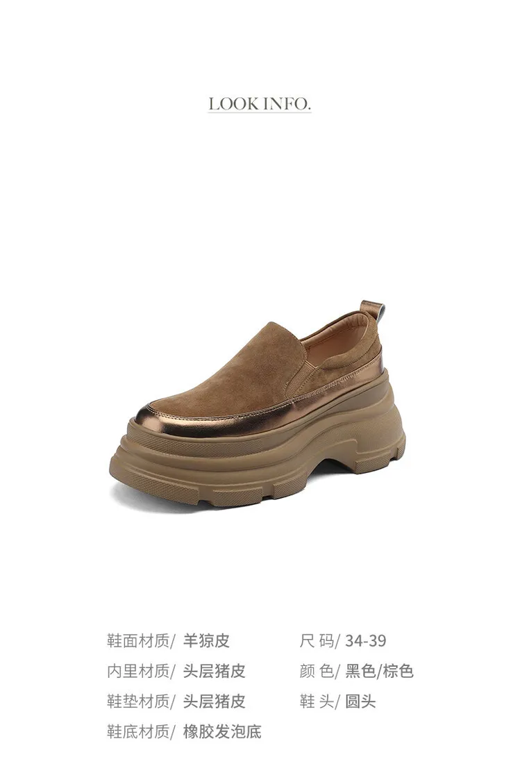 British style platform loafers for women, made of sheepskin, perfect for spring and autumn, 2-26k yuan.