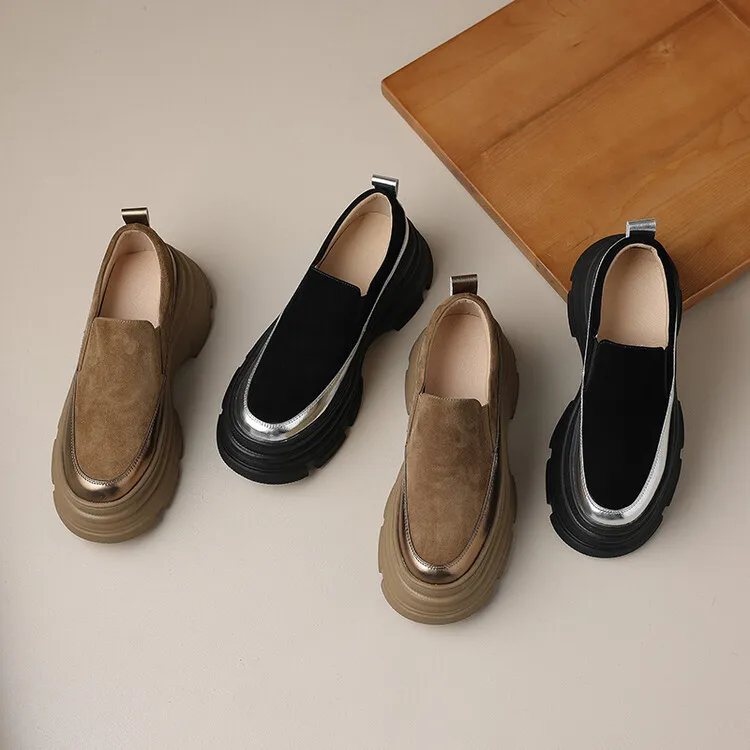 British style platform loafers for women, made of sheepskin, perfect for spring and autumn, 2-26k yuan.