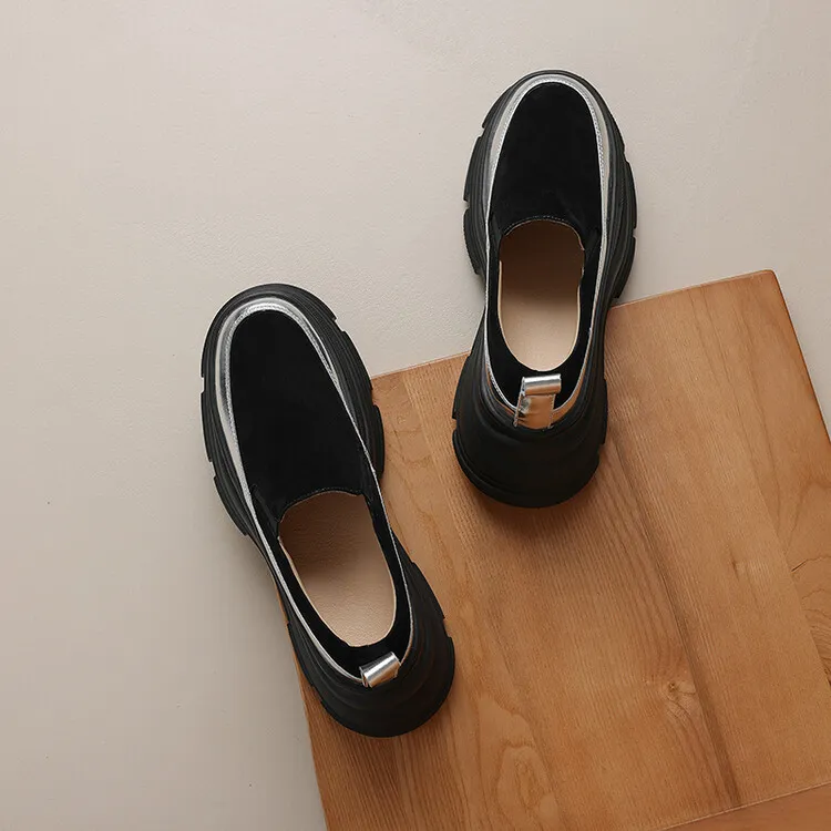 British style platform loafers for women, made of sheepskin, perfect for spring and autumn, 2-26k yuan.