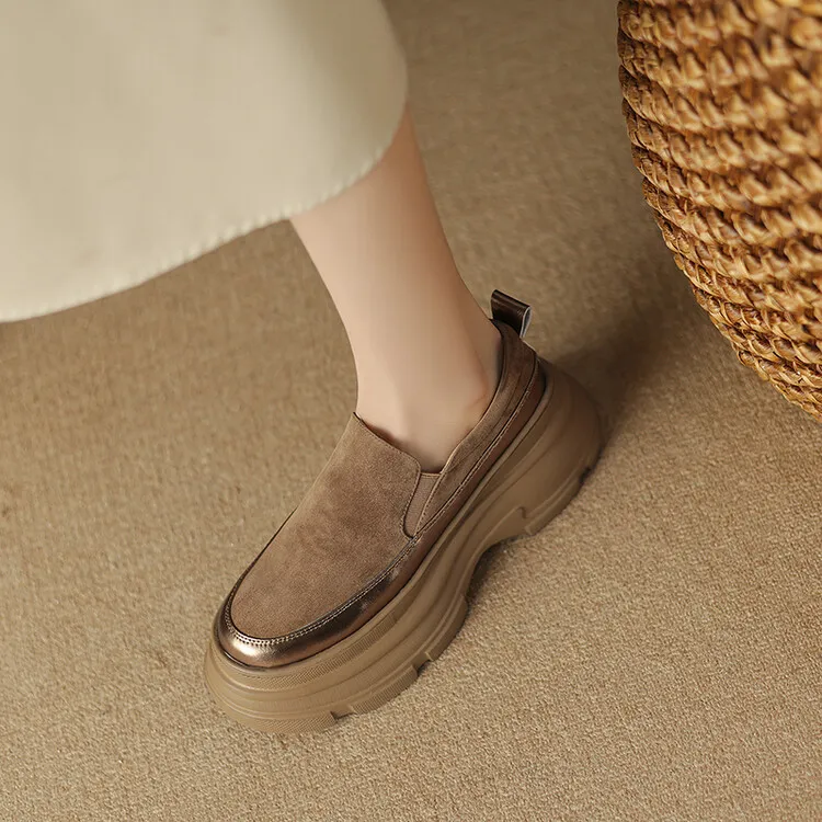 British style platform loafers for women, made of sheepskin, perfect for spring and autumn, 2-26k yuan.