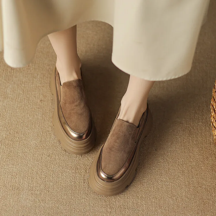 British style platform loafers for women, made of sheepskin, perfect for spring and autumn, 2-26k yuan.