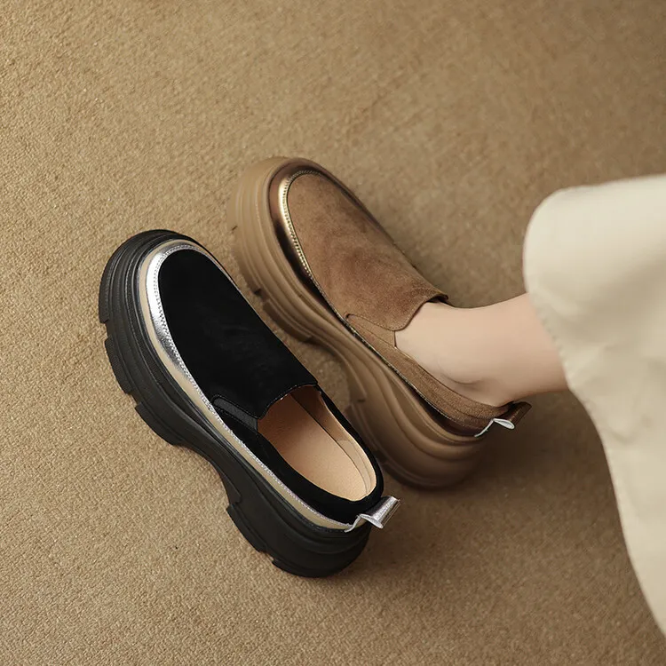 British style platform loafers for women, made of sheepskin, perfect for spring and autumn, 2-26k yuan.