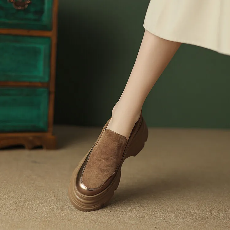 British style platform loafers for women, made of sheepskin, perfect for spring and autumn, 2-26k yuan.